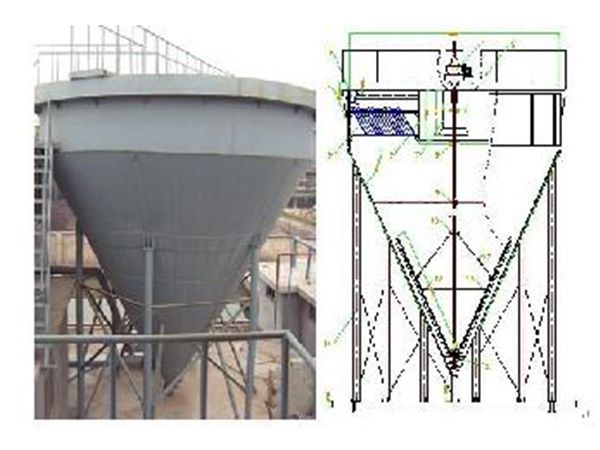 Deep cone concentration tank